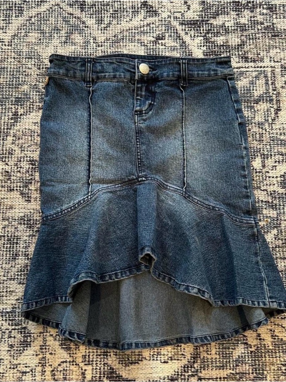 XOXO Dark Blue Denim High-Low Mermaid Hem Skirt
